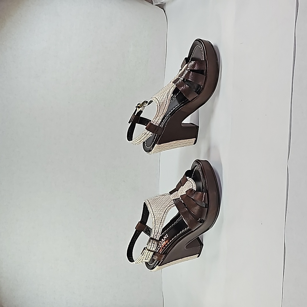 Cordani Thelma Italian Platform Sandals Bown Combo Python EU 38 Sz 7.5 - 8